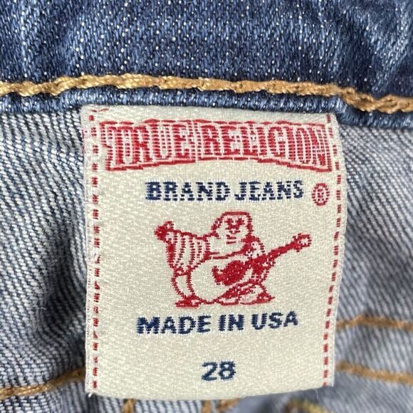 TRUE RELIGION Jeans Women 28 Johnny Slim Straight Low-Rise Distressed Logo USA - Picture 8 of 9